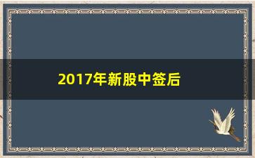 “2017年新股中签后如何缴款